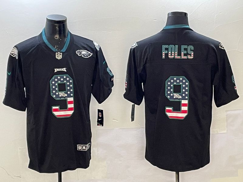 Men Philadelphia Eagles #9 Foles Black National Flag 2025 Nike Limited NFL Jersey style 2114